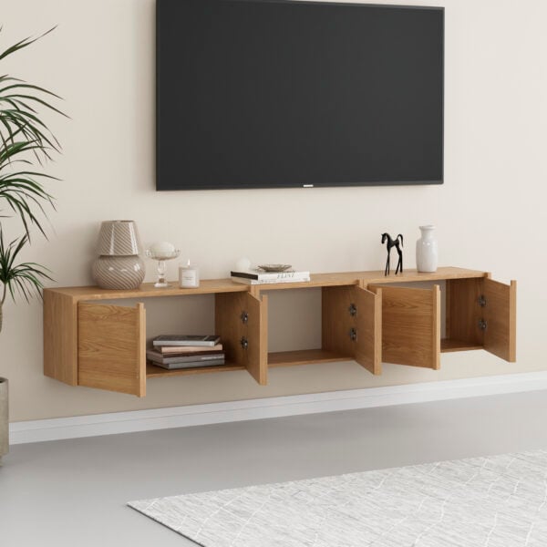 מזנון לסלון במראה נקי ומודרני עם דלתות אחסון